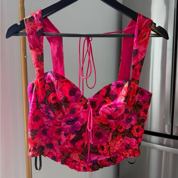 For Love And Lemons Floral Pink Corset Top - Picture 7 of 8